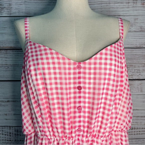 Torrid 2x Barbie Hot Pink‎ Gingham Chiffon Button Midi Dress - Picture 5 of 10